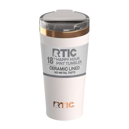 RTIC 18oz Pint Tumbler with Lid Ceramic Lined Black Cherry | Insulated Stainless Steel Metal Portable Travel Cup for Hot and Cold Drinks Coffee Car Camping and Travel product thumbnail 10