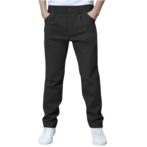 Boys Girls Sports Cargo Pants Solid Color Stretch Elastic Waist School Sweatpants Kids Boy Girl Joggers Long Pant