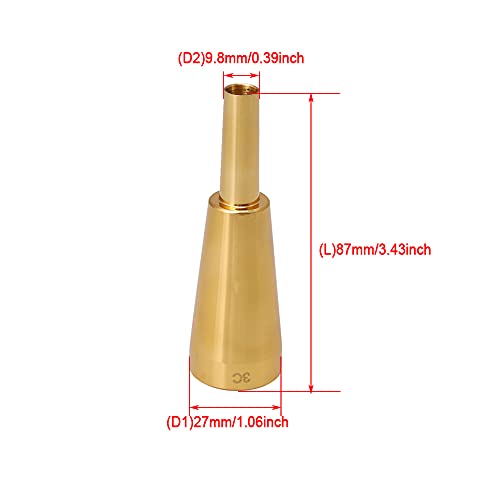 Mxfans 9.8mm Outer Diameter Trumpet Mouthpiece Musical Instrument Replacement Parts Golden-Plated - Thumbnail 4