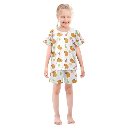 senya Birthday Cat Cute Capybara Summer Pajamas Set Short Cotton Sleepwear 2 Piece3