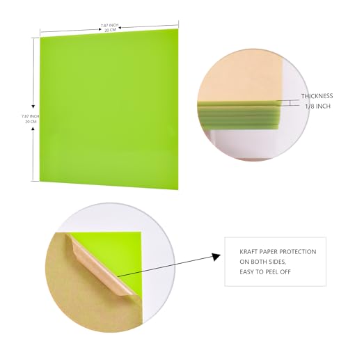 Image of 6 PCS Apple Green Cast Acrylic Sheet 1 /8 Thick 8 x 8 Inch, Opaque Acrylic Sheets for Laser Engraving and Cutting Signs, Light Box, UV Printting, DIY Projects.