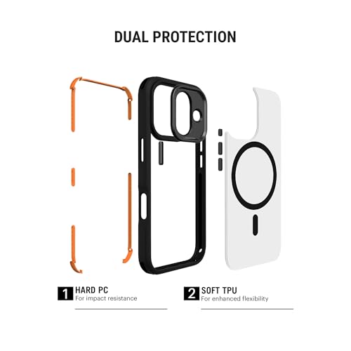 Image of DailyObjects Armour Magnetic Protective Case Cover Compatible with iPhone 16 Plus |Magsafe|Camera & Body Protection|Anti Shock,Scratch Resistant|Precise Cutouts Design|Wireless Charging-Orange