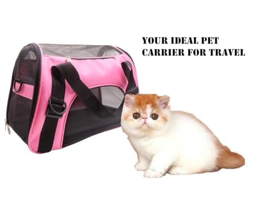Image of ZaneSun Cat Carrier,Soft-Sided Pet Travel Carrier for Cats,Dogs Puppy Comfort Portable Foldable Pet Bag Airline Approved (LightPink)