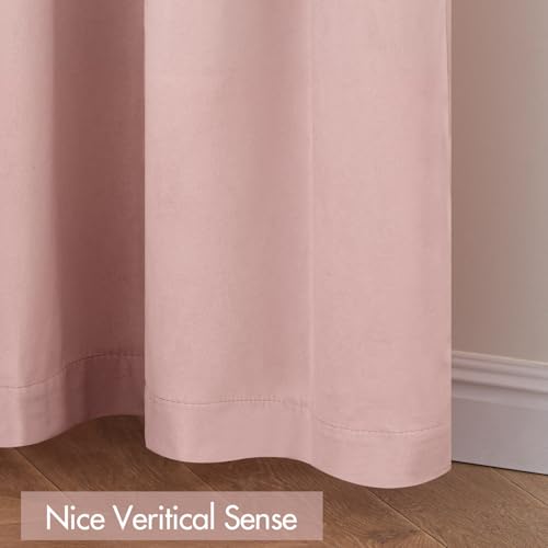 Image of MIULEE Light Pink Blackout Velvet Curtains Drapes 84 Inch Long 52 inchx84 inch | Luxurious Bedroom Living Room Decor, Room Darkening, Thermal Insulated, Rod Pocket Design, Super Soft Fabric