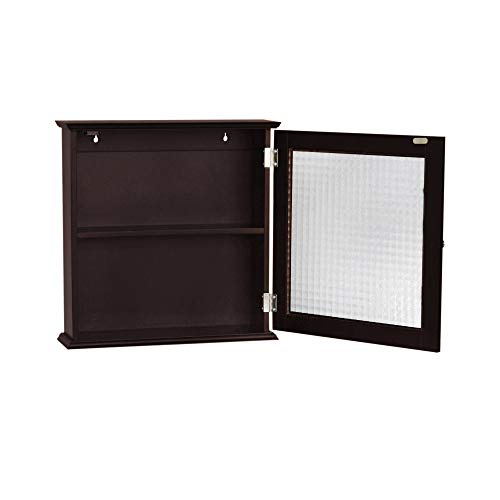 Elegant Home Fashions Chesterfield Wall Mounted Medicine Cabinet Bathroom Home Storage Space Saver with 1 Glass Door and 1 Adjustable Shelf, Espresso, One Size - Thumbnail 5