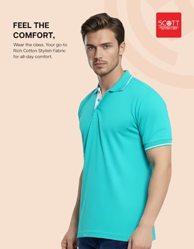 Image of Scott International Cotton Polo T Shirt | Collar Tshirts | Half Sleeves Plain T Shirt | T-Shirt |Tshirt for Men Stylish | Men's Tshirt