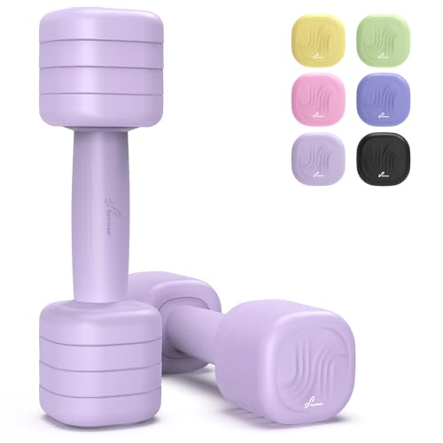 Sportneer Verstelbare halters vrouwen set – korte halters 2-delig (elk 1–2,5 kg) met antislip TPU-greep, 4-in-1 halterset voor fitnessapparatuur voor thuis, homegym & krachttraining