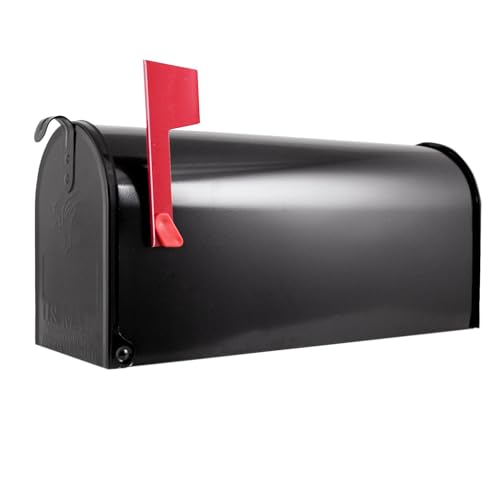 banjado® Amerikanischer Briefkasten schwarz - US Mailbox/Letterbox 51x22x17cm - Postkasten Stahl - pulverbeschichtet