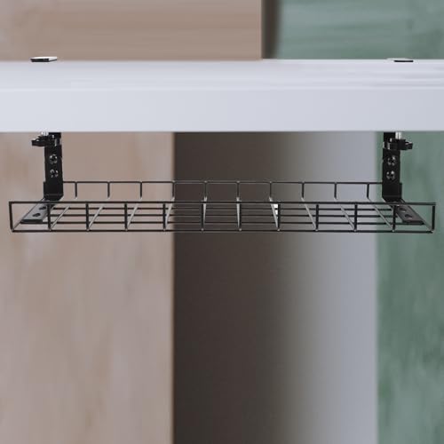SOLUSTRE Organizador de Cables para Escritorio Bandeja de Gran Capacidad 500mm Negro Soporte para Cables Sin Taladro para Oficina miniatura 7