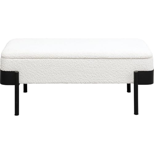 Kare Banc Design Angelo - Blanc - avec Espace de Rangement - Charge maximale : 110 kg - pour 1 à 2 Personnes - pour Chambre à Coucher, Rangement, Salon, Pieds en Acier...