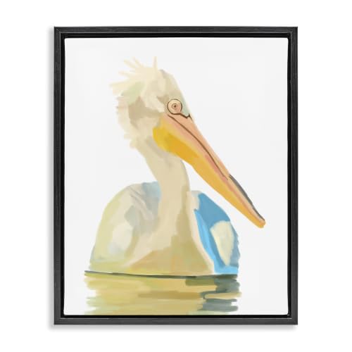 Pelican Swimming Coastal Nature, 25 x 31 Inch Canvas in Floater Frame