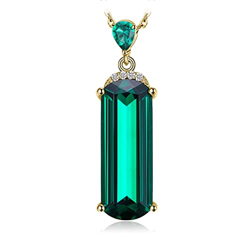 JewelryPalace 4.4ct Fancy Cut Simulated Green Nano Emerald Pendant Necklace for Women, 925 Sterling Silver White Yellow Rose Gold Plated Necklace, Fashion Gemstone Gift for Girl 18 Inches Chain