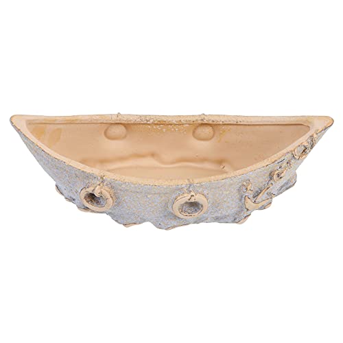 Garneck Ceramic Succulent Planter Flower Pots Boat Shaped Plants Bonsai Holder Flower Containers Desktop Flower Vase Fairy Garden Decoration for Home Office - Image 2
