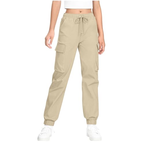 Girls Cargo Pants Lightweight Elastic Waist Drawstring Jogger Pant with Pockets Uniform Pants Clothes for Teen Girls2