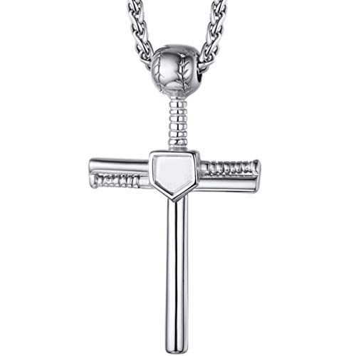 PROSTEEL Softball Necklace Cross Baseball Bat Pendant Engraved Number Personalized Stainless Steel Customized Boys Men Necklaces