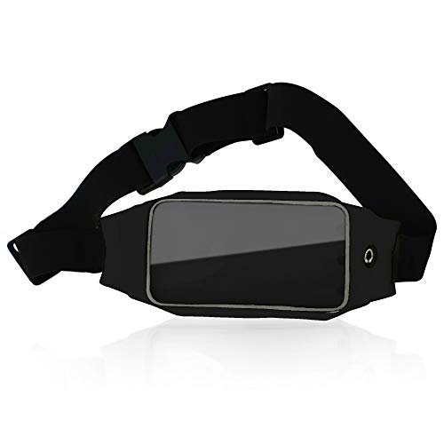 ShyaWorld Riñonera Running para Correr Deportiva. Cinturón para Móvil con Pantalla Táctil y Salida de Auriculares. para Mujer y Hombre. Elástica y Ajustable. El Uso Que Tú Elijas (Negro)