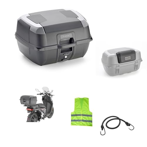 Descrizione e caratteristiche prodotto: Bauletto MONOLOCK 45 litri, nero, con inserti laterali color grigio. Comprensivo di piastra e kit universale per il tuo montaggio, per tutti gli scooter e le moto con portapacchi posteriore. Può contenere due caschi integrali. KAPPA garantisce per le proprie valigie un grado di tenuta acqua corrispondente a una normale pioggia, in particolare le valigie vengono testate con un apposito macchinario che simula una pioggia con una portata maggiore di 20 lt.