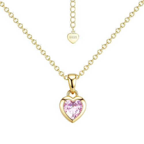 LOLIAS Colliers Or pour Femmes Colliers Argent Sterling 925 Coeur d'amour Colliers pour Dames avec Pendentifs Zircone Cubique Bijoux Cadeau pour Femmes Filles