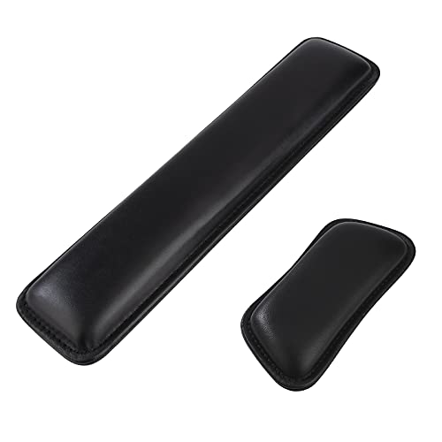 Repose-Poignets pour Souris et Clavier 2Pc Ergonomique Faux Cuir Wrist Rest en Mousse Mémoire pour Travail Jeux Dactylographie Noir Cover