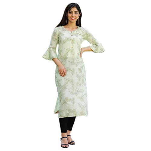 Image of Women Rayon Printed Kurta Light Green