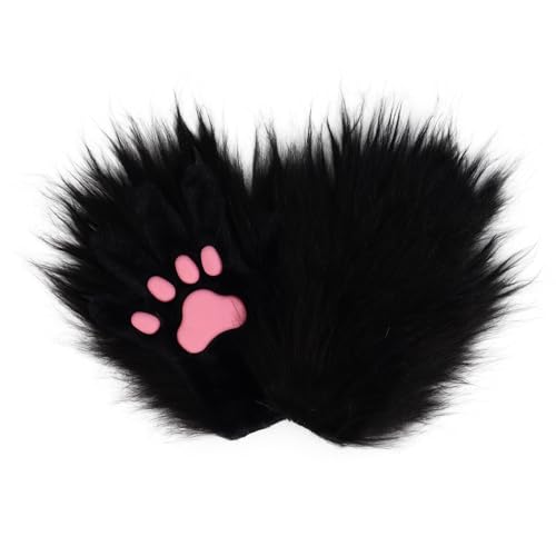 Guantes de patas de gato en piel sintética ideales para sesiones de fotos y cosplay de anime
