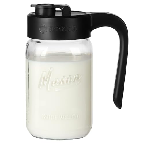 Spreccio Mason Jar Pitcher 32 oz (1 quart) Glass Pitcher with Lid