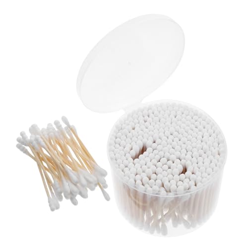 MUCKLILY Baby Ear Swabs 500pcs Cotton Tips Wooden Sticks for Makeup Removal Pet Cleaning