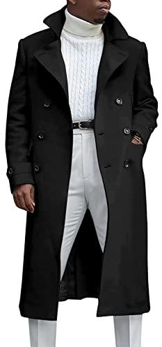 MNCEGEER Men's Trench Coat Notch Lapel Double Breasted Casual Cotton Blend Peacoat2