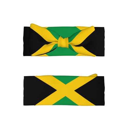 FoRes Flag of Jamaica Baby Bow Headband â€“ Cute & Delicate Hair Accessories for Newborns, Infants, Toddlers â€“ Skin-friendly Hairband, Black2