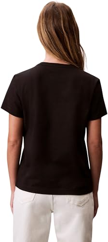 Calvin Klein Camiseta de Manga Corta Mujer Archive Jersey tee con Cuello Redondo, Negro (Black), S