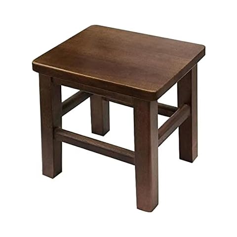 UxradG Wooden Stool Round Height-increasing Stool Foot Stool Small Bench Solid Wood Step Stool Bedroom Chair Small Change Shoe Bench Home(Dark Brown) Cover