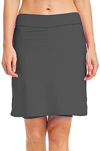 Labelar Womens Swim Skirts with Shorts Sun Protective Modest Skirted Swimsuit Bottom (Small, Gray)