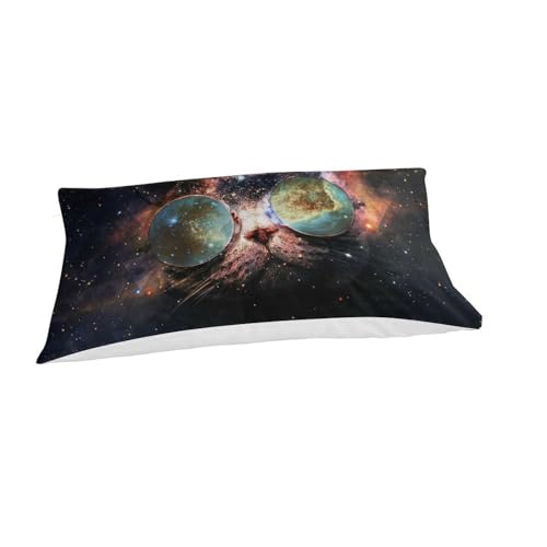 Housse de couette chat 3D imprimé ciel étoilé avec fermeture éclair microfibre lit simple 135x200 - 6