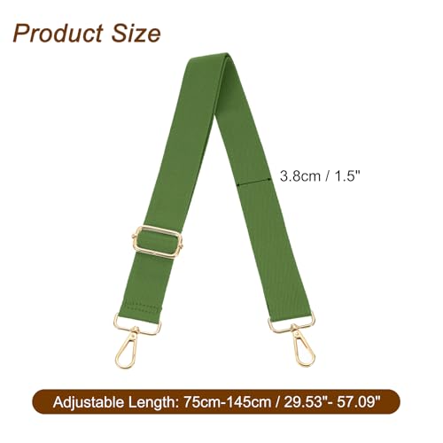 Image of uxcell Wide Shoulder Strap, 3.8cm Dark Green Adjustable Purse Strap Replacement Crossbody Strap for Shoulder Bag Handbag, Light Gold Pull Core Buckle