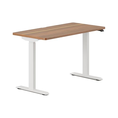 Image of Branch Duo Standing Desk, Adjustable Standing Desk with 20 inch Range | OLED Control Panel, Frameless Design and Compact Size Suitable for Many Spaces, 48 Inches, White Base, Walnut Top