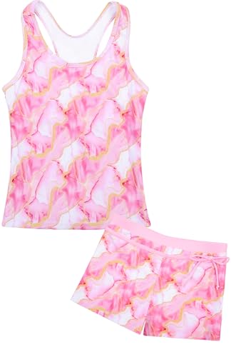 Image of Uhnice Girls Swimsuit Two Piece Tankini Swimwear with Boyshort