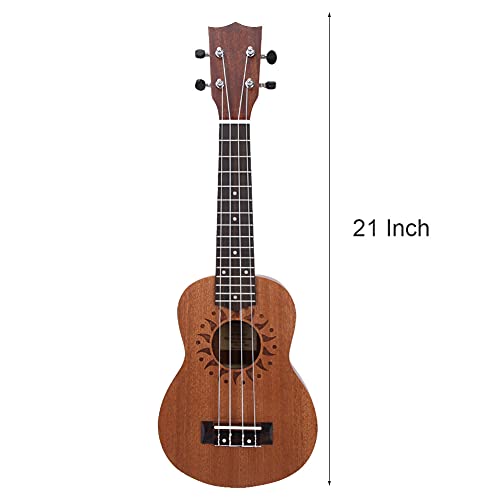 Ukulélé, 21 Pouces Sapele Ukulele 4 Cordes Hawaii Guitare Instrument de Musique (trou sonore tournesol) - Les Beatles, Paul McCartney, John Lennon, RIngo Starr, George Harrison Ukulélé, 21 Pouces Sapele Ukulele 4 Cordes Hawaii Guitare Instrument de Musique (trou sonore tournesol) – Image 4