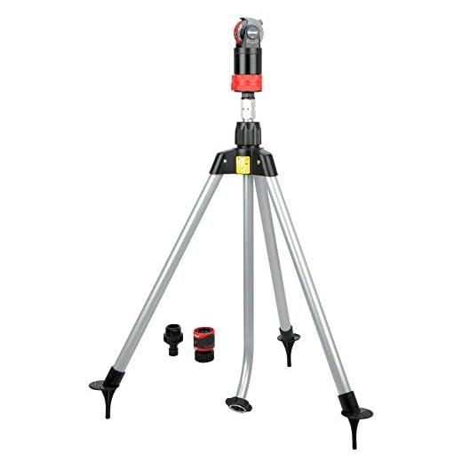 Eden 11530 Multi-Pattern Turbo Gear Drive Metal Tripod Sprinkler Plus Misting System w/Quick Connect Starter Kit, 360 Degree Coverage
