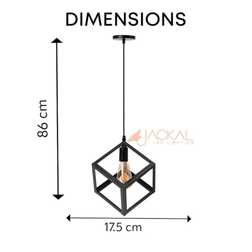 Image of JACKAL Vintage Pendant Light (with Bulb) | Decorative Fancy Lights for Home, Living Room, cafe, Restaurants & Bar (Vintage, 3 Set Cube Pendant, Metal, Medium, 1, LED Pendant Light)