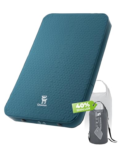 QUNATURE 4' Thick Self Inflating Sleeping Pad with Foam, Air Camping Mattress,Innovative Y-Shaped Telescopic Structure,High R-Value and Portable Double Camping Mats for Camping