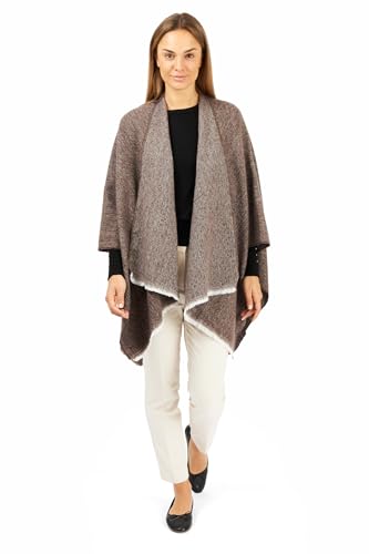 Image of Women's Shawl Wrap Poncho Ruana Cape Cardigan Sweater Open Front for Fall Winter Spring