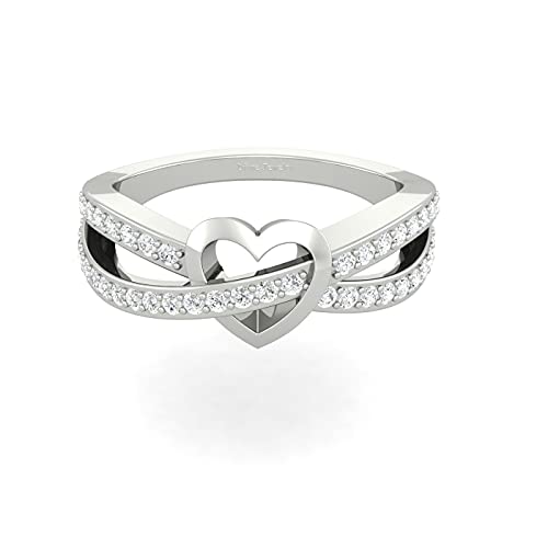 Bague mariage cœur argent 925 anti-ternissement et diamants synthétiques