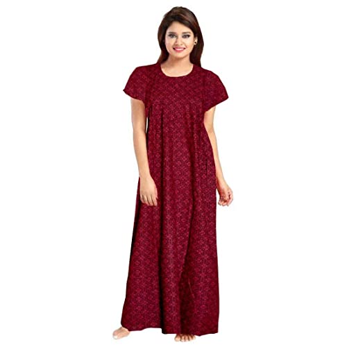 Image of Nighty for Women Cotton Printed Maxi Gown Ankle Length Nighty Night Dress Gown for Women Maxi - Free Size (Pack of 2)
