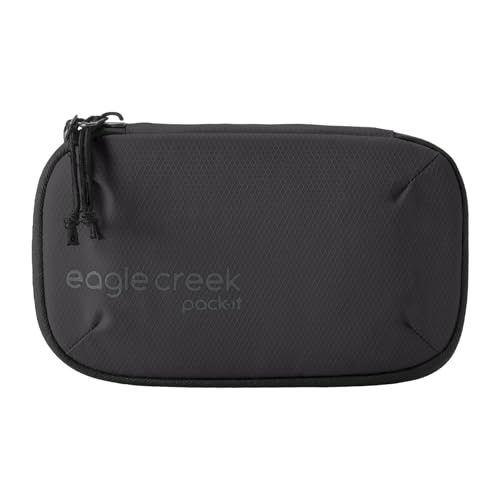 eagle creek Pack-It E-Tools Organizer Mini - Padded Easy-Access Travel Tech Organizer for Small Accessories - Internal Stretch Pockets - Internal Elastic Loops - Recycled Fabric - Black2