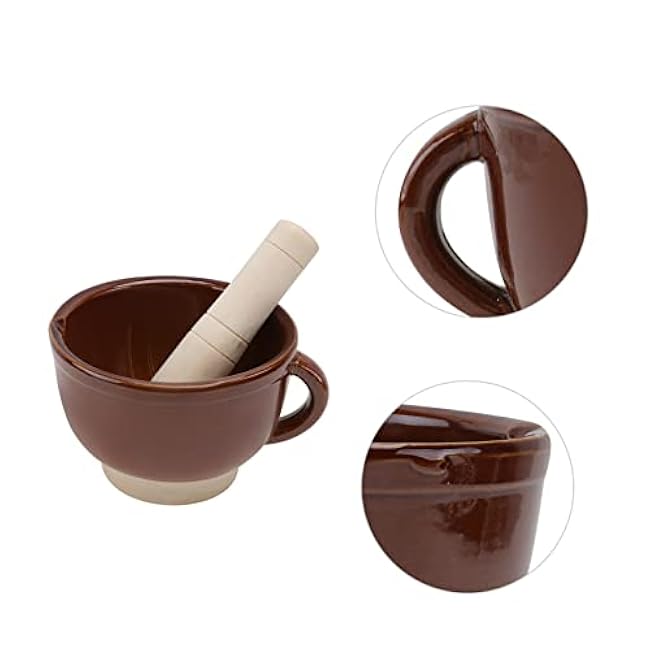 KICHOUSE 1Set Ceramic Garlic Grinder with Wooden Pestle Kitchen Tools for Crushing Spices and Seasonings Ergonomic Design for Easy Use Functional and Decorative Garlic Bowl