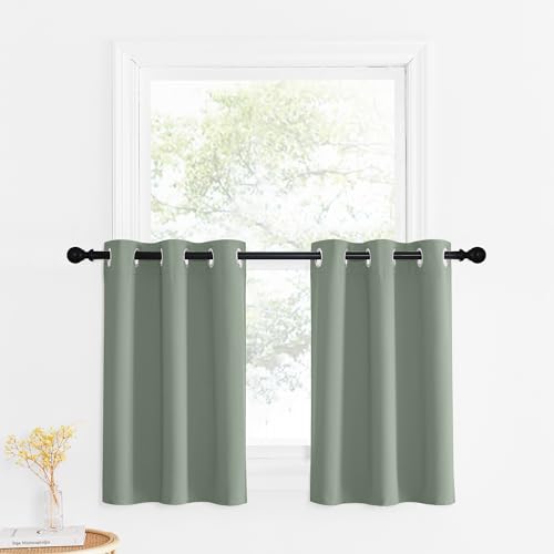 NICETOWN Children Nursery Short Curtain Panels 30 inch Long, Room Darkening Window Covering for Bedroom Energy Saving Thermal Insulated Grommet Top Ch