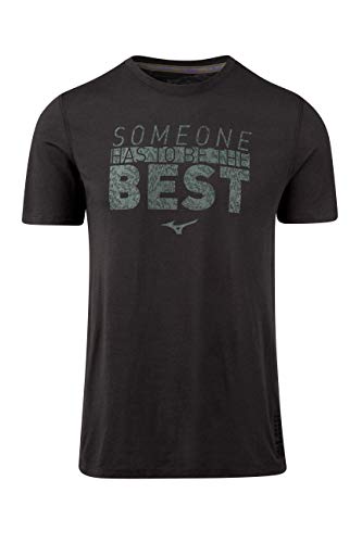 Mizuno Men's T-Shirt By X Ronda Rousey, Short Sleeve Graphic Tee For Exercise & Working Out, Gunmetal, Small #TOP1