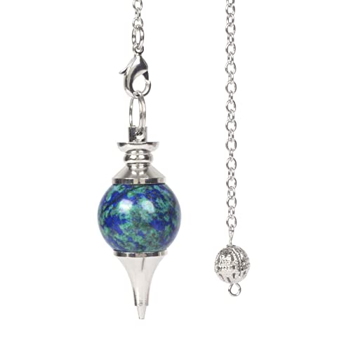 Justinstones ラピスクリソコラ ジェムストーン ダウジング 40mm クリスタル ヒーリング チャクラ レイキ ポイント 振り子