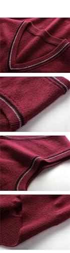 Men's Fashion Solid Color Pullover V Neck Knitted Vest Solid Color Sleeveless Casual Vest2