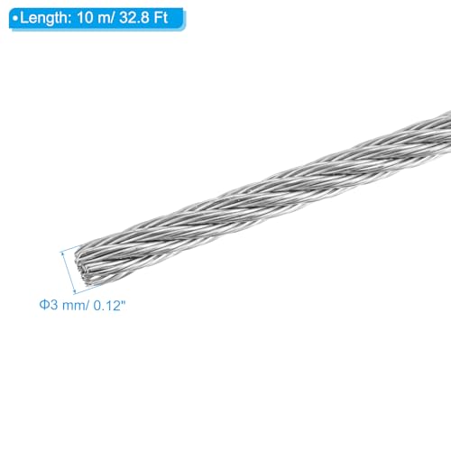 Image of PATIKIL Picture Hanging Wire, 3mm x 10 Meters Stainless Steel Rope Cable Heavy for Hanging Picture Frame Mirror, Silver